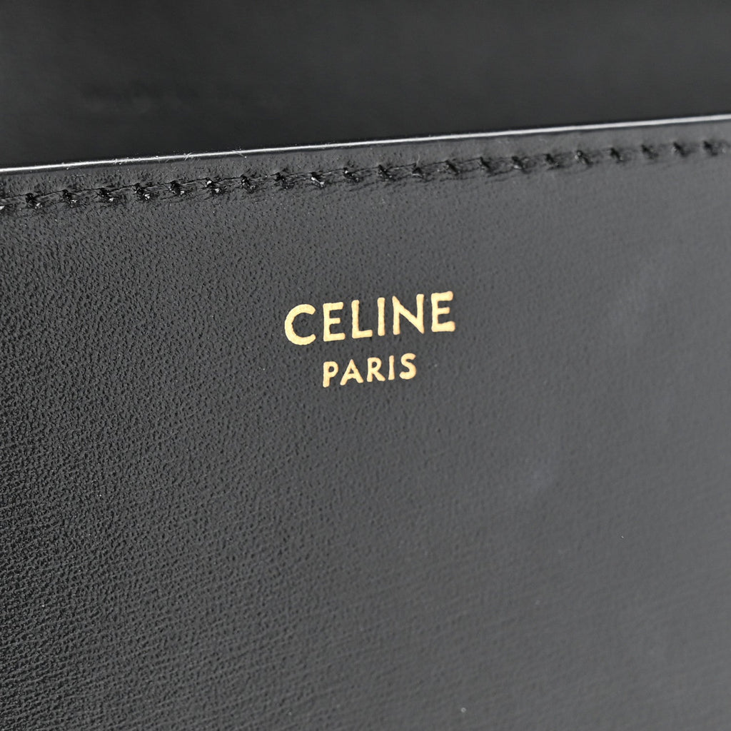 Shiny Calfskin Triomphe Margo Wallet on Chain Black