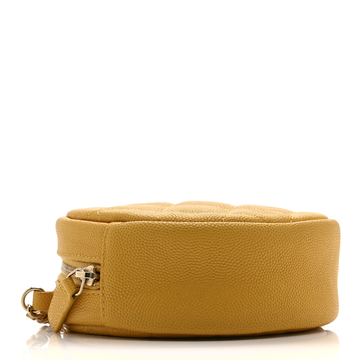Caviar Quilted Round Clutch With Chain Yellow