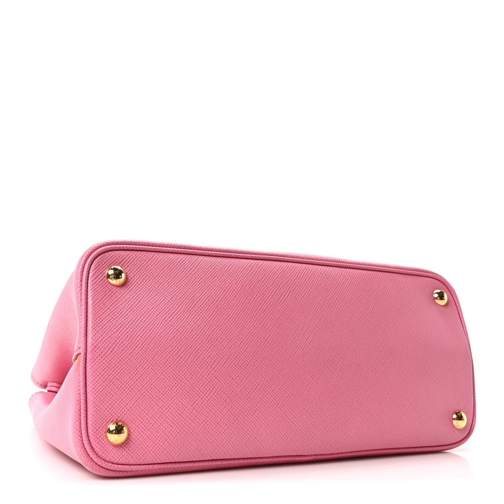 Saffiano Cuir Small Bi-Color Double Bag Begonia Sole