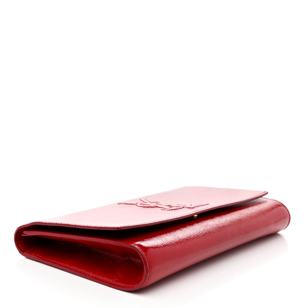 Textured Patent Monogram Large Belle De Jour Clutch Red