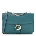 Dollar Calfskin Interlocking G Shoulder Bag Deep Cobalt