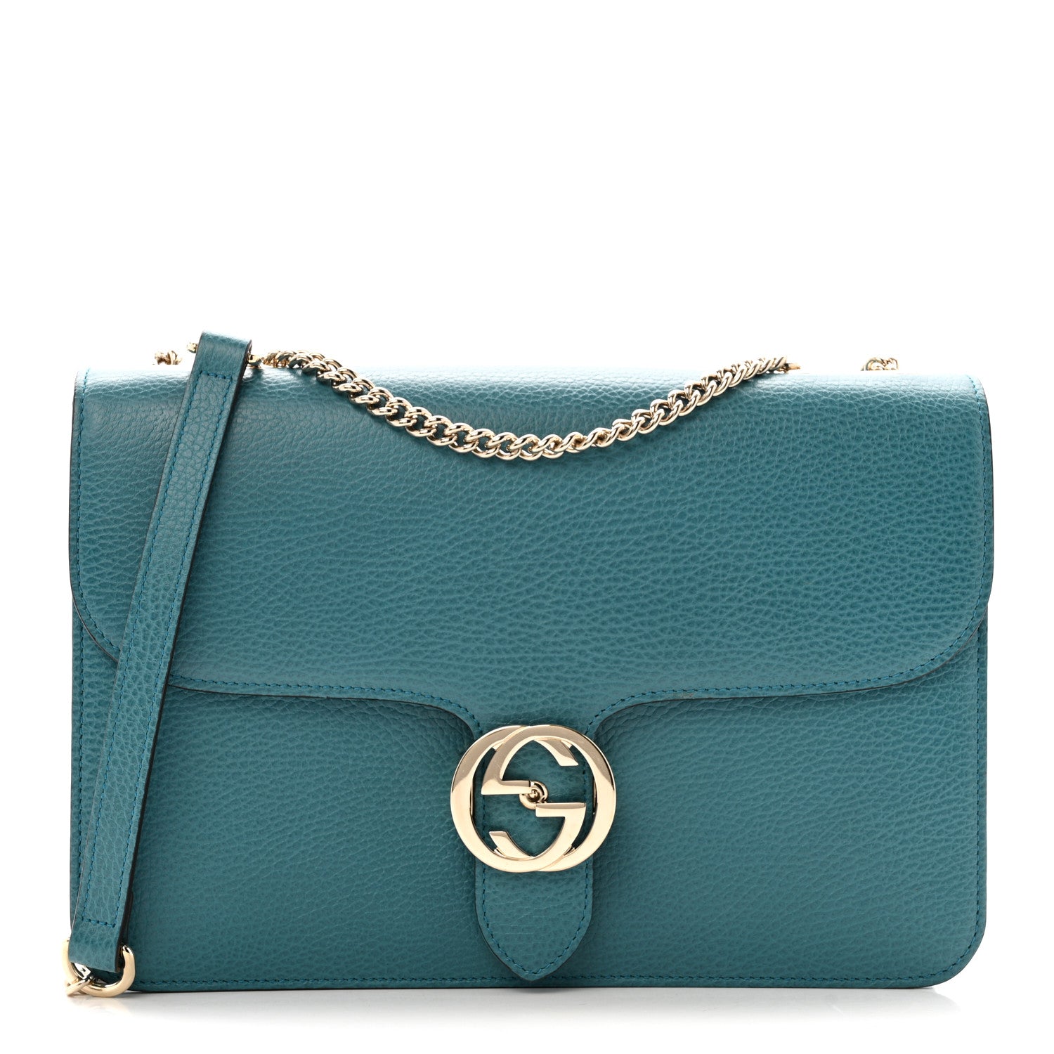 Dollar Calfskin Interlocking G Shoulder Bag Deep Cobalt
