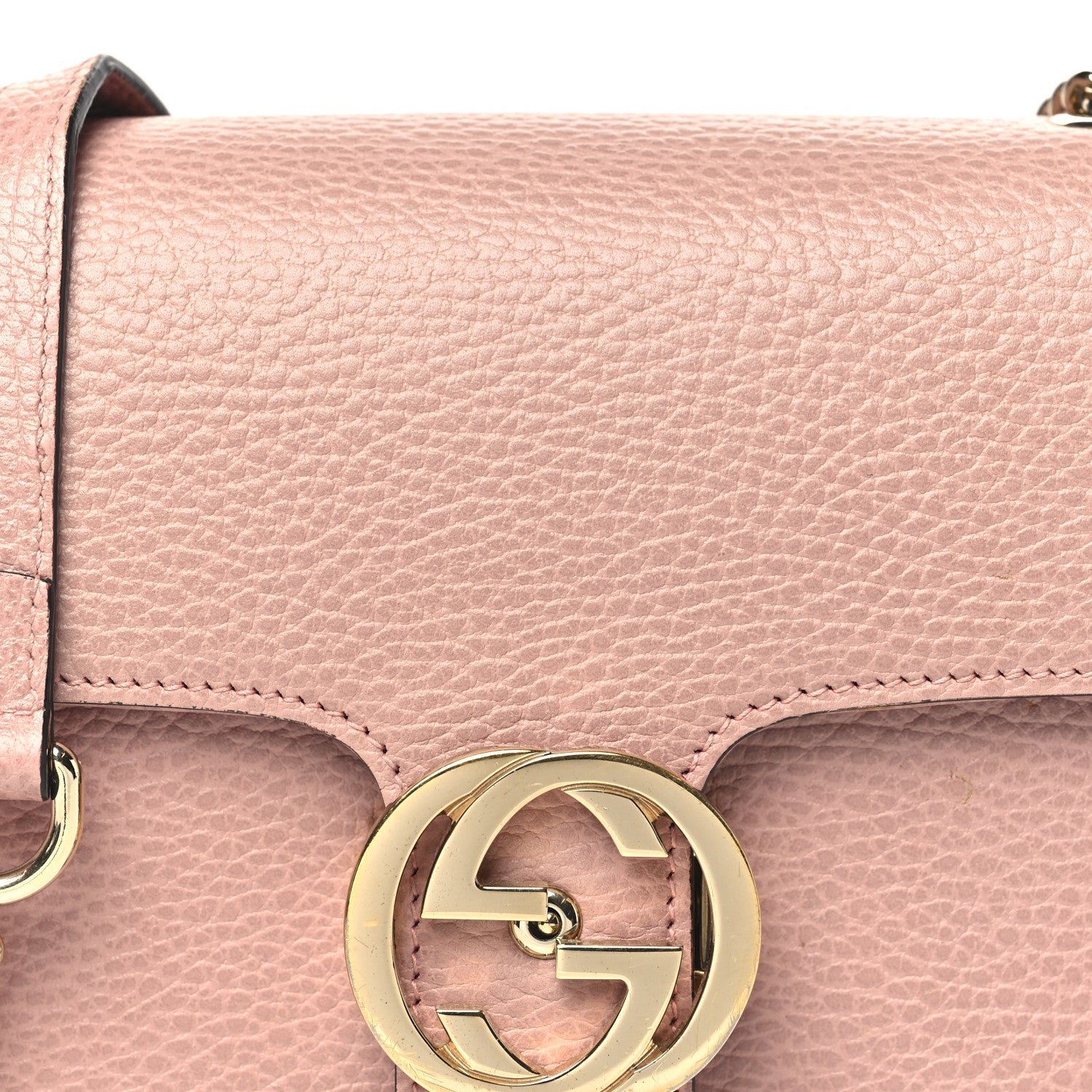 Dollar Calfskin Small Interlocking G Shoulder Bag Soft Pink
