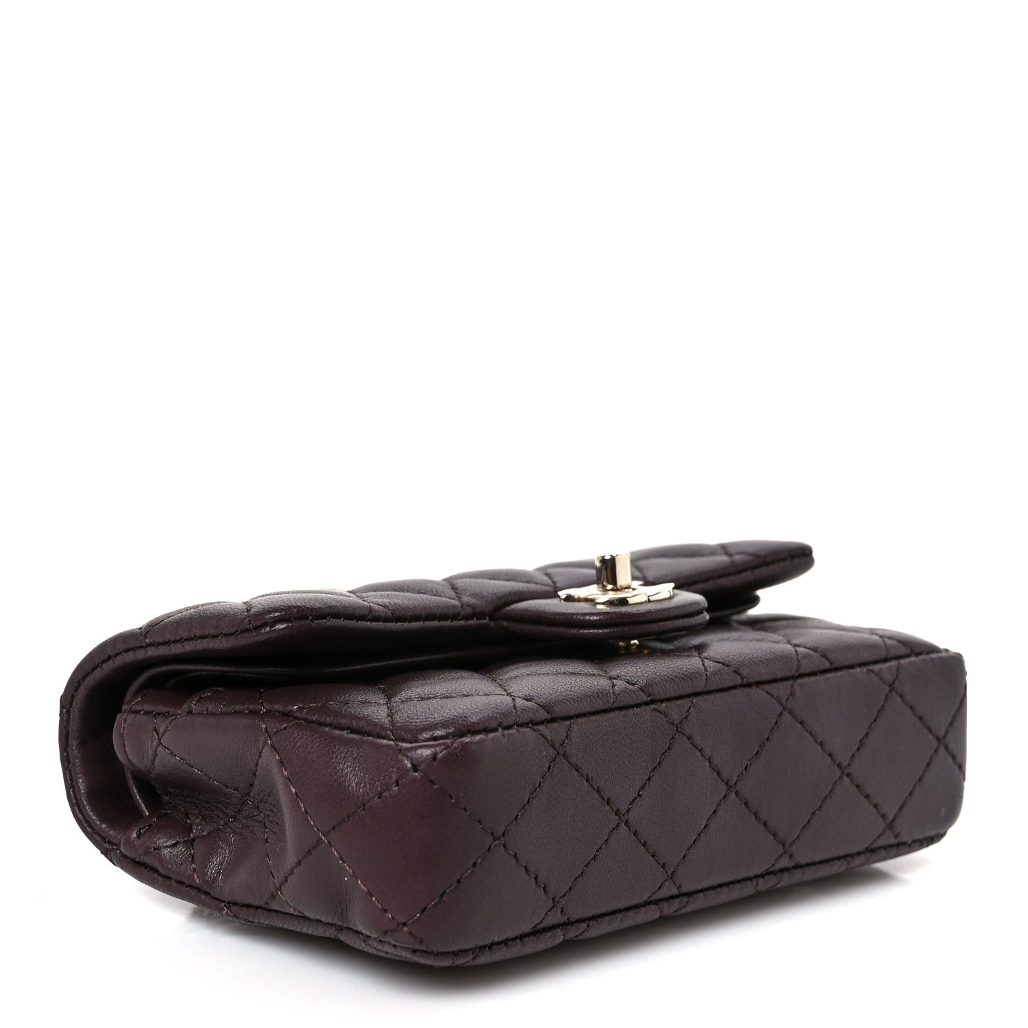Lambskin Quilted Mini Flap Bag Charm With Hook Dark Brown