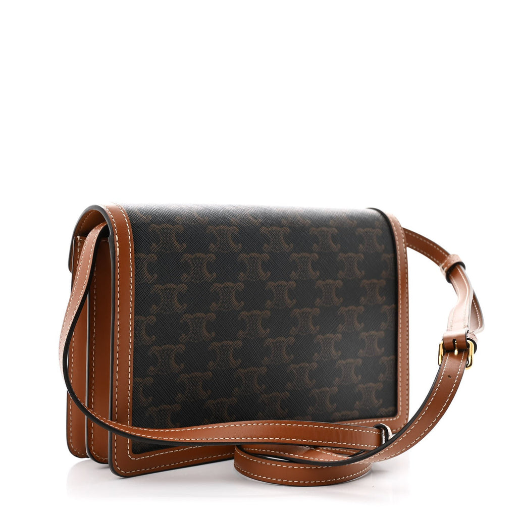 Triomphe Canvas Calfskin Enveloppe Bag Tan