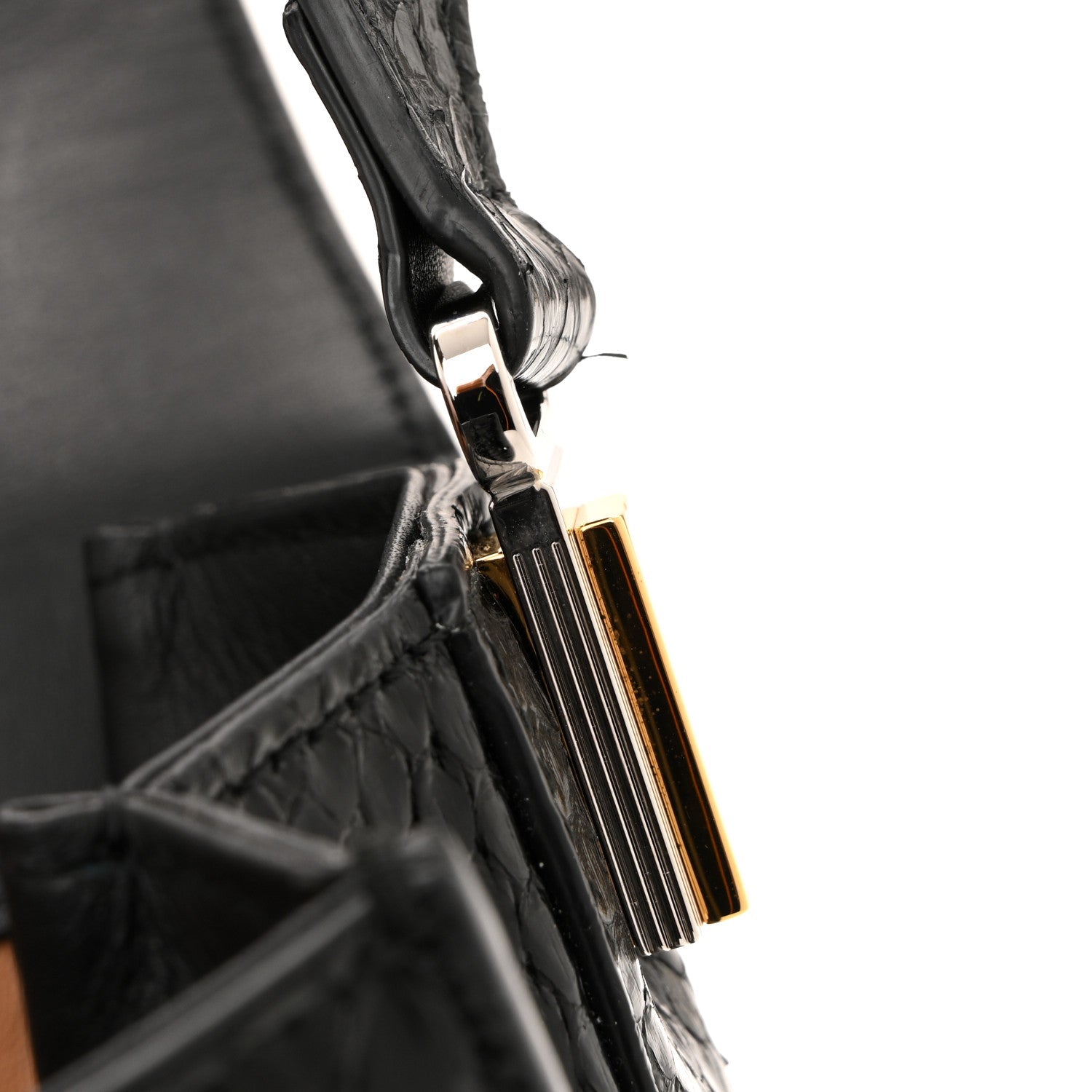 Snakeskin Mini Sylvie 1969 Messenger Bag Black