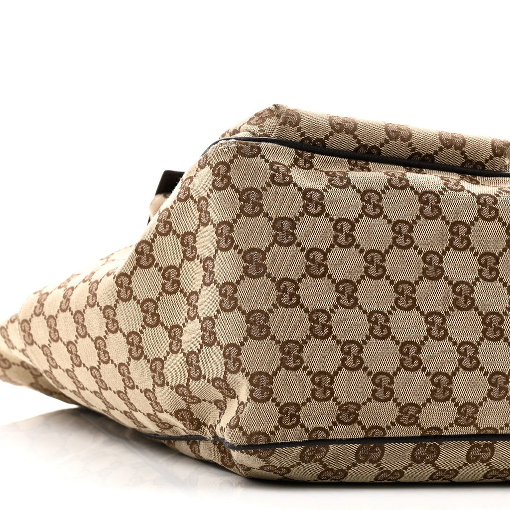 GG Monogram Medium Web Handle Double Pocket Tote Brown