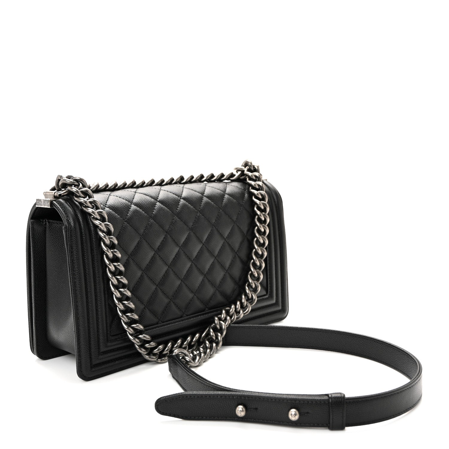 Caviar Quilted Medium Boy Flap Black