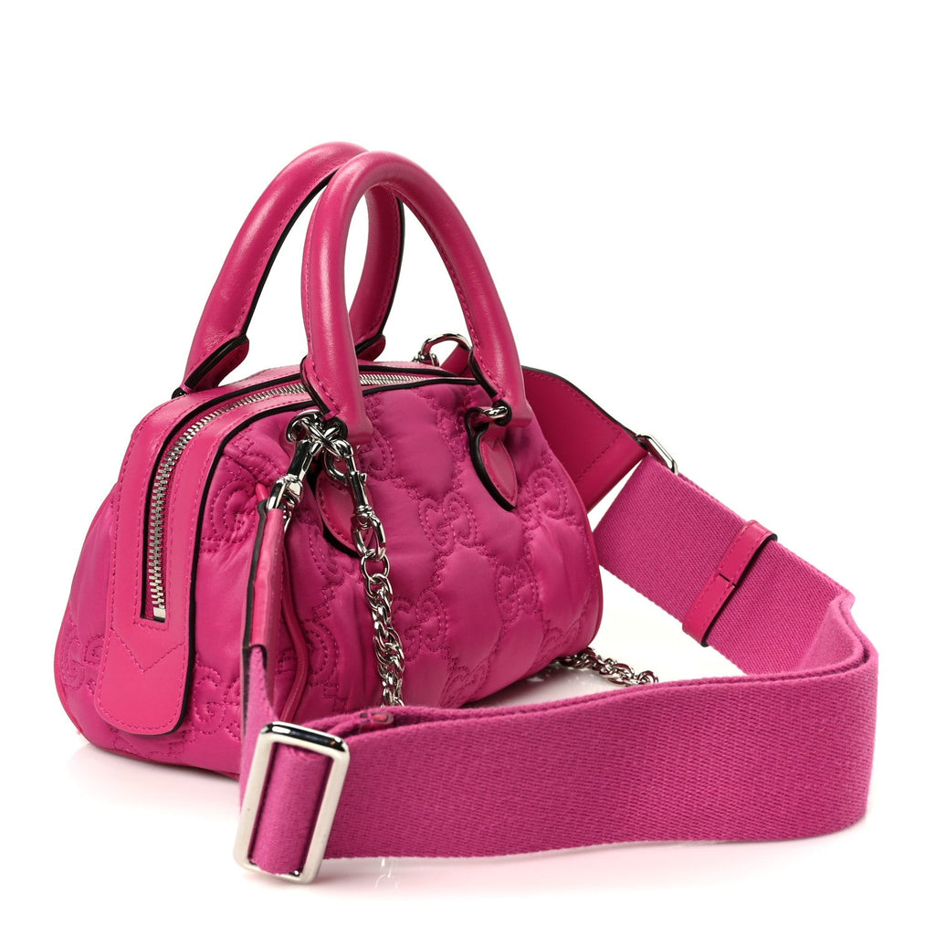 Nylon Calfskin Enamel GG Matelasse Mini Bowler Bag Lovely