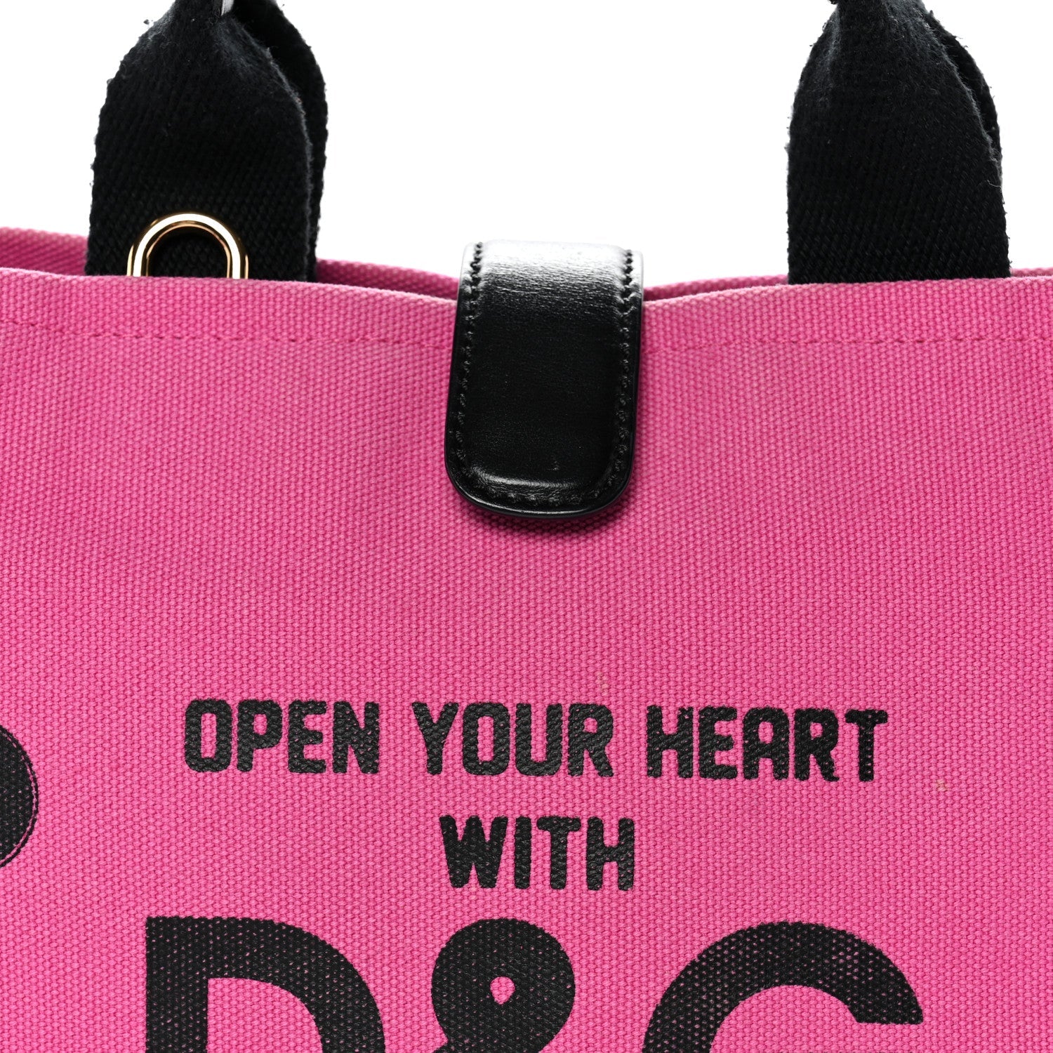 Canvas Printed Open Your Heart Tote Pink Black