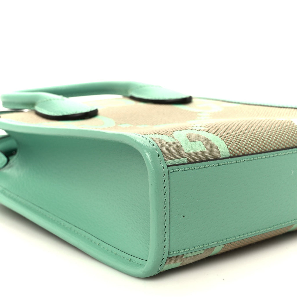 Monogram Jumbo GG Textured Dollar Calfskin Mini Tote Bag Pepperlight Mint