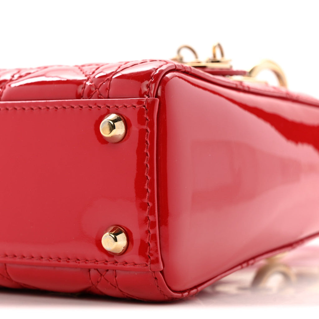Patent Cannage Mini Lady Dior Red