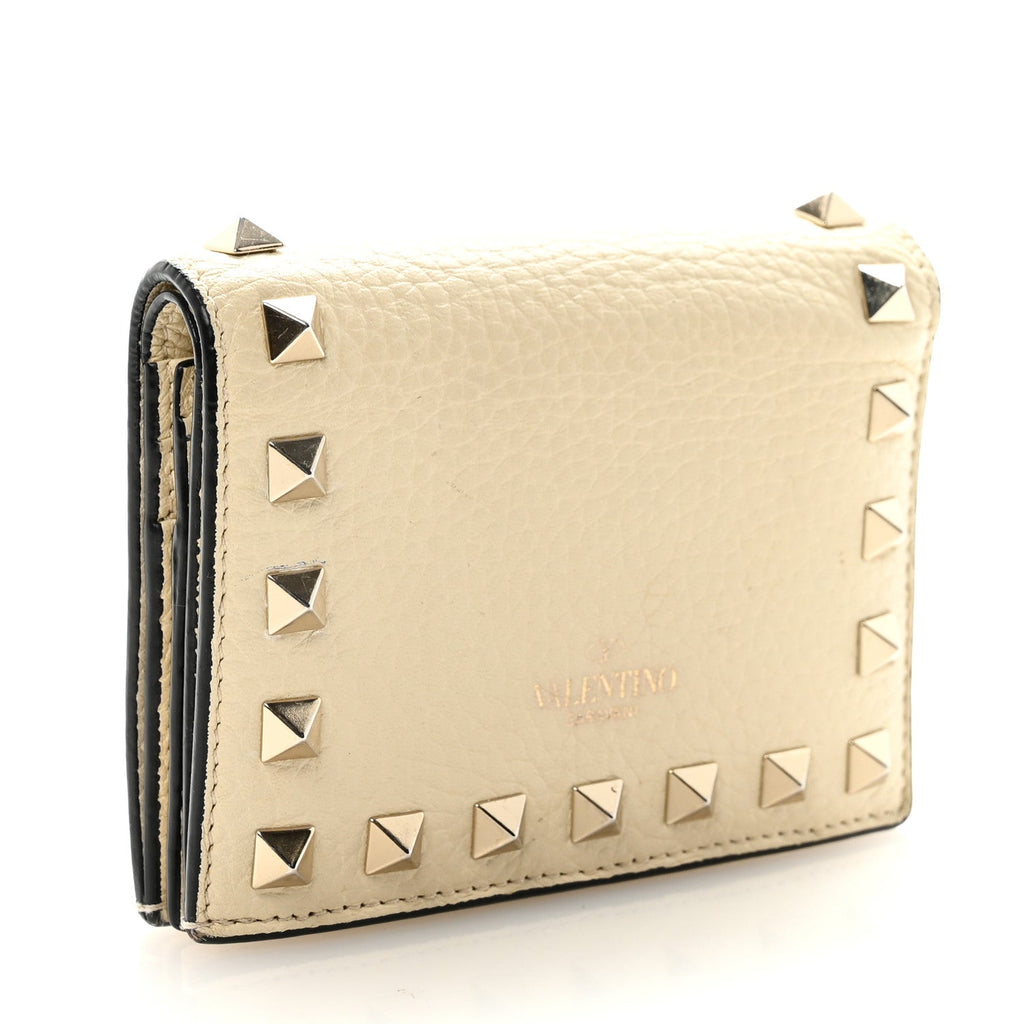 Calfskin Rockstud Bi-Fold  Holder Ivory