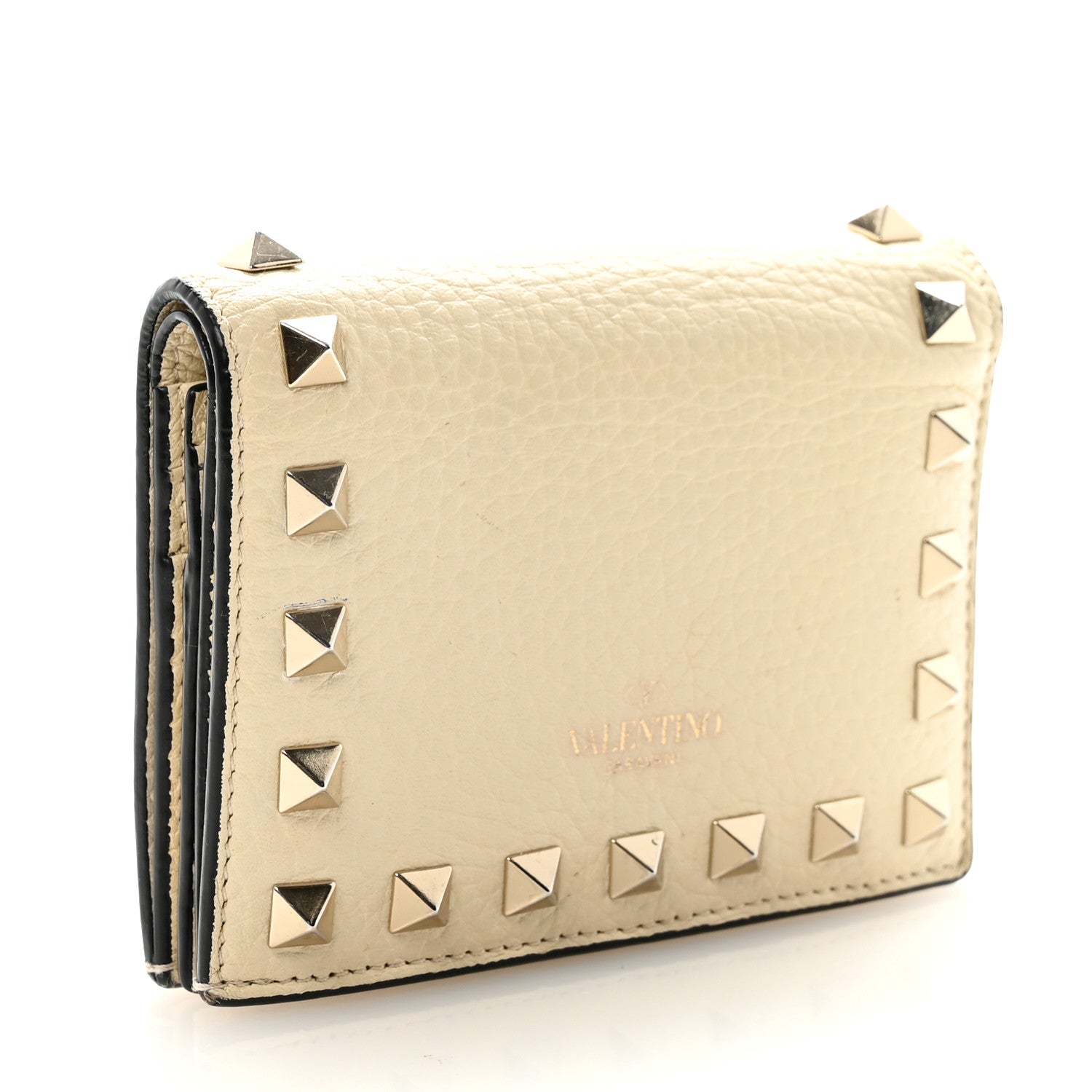 Calfskin Rockstud Bi-Fold  Holder Ivory