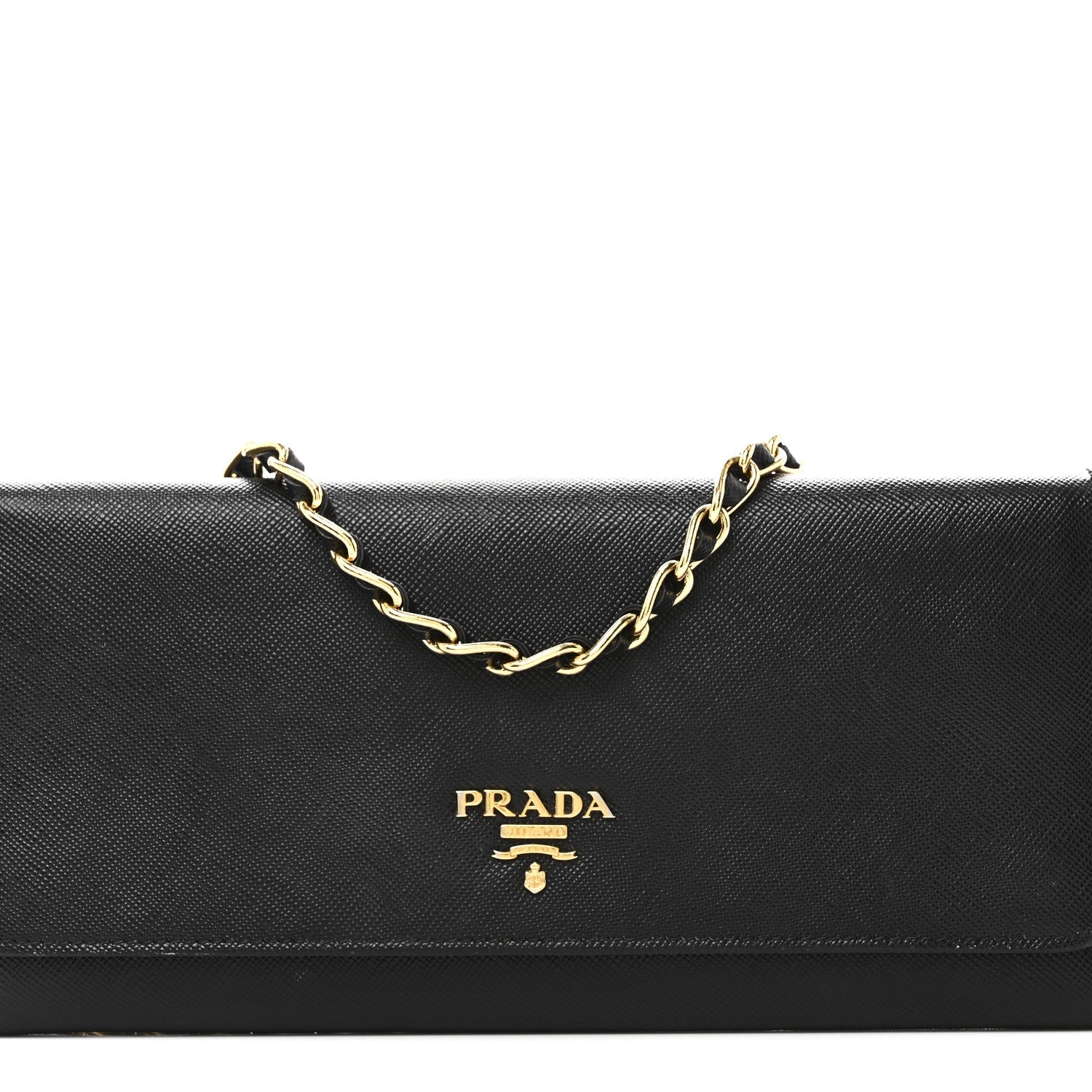 Saffiano Metal Oro Chain Wallet Black