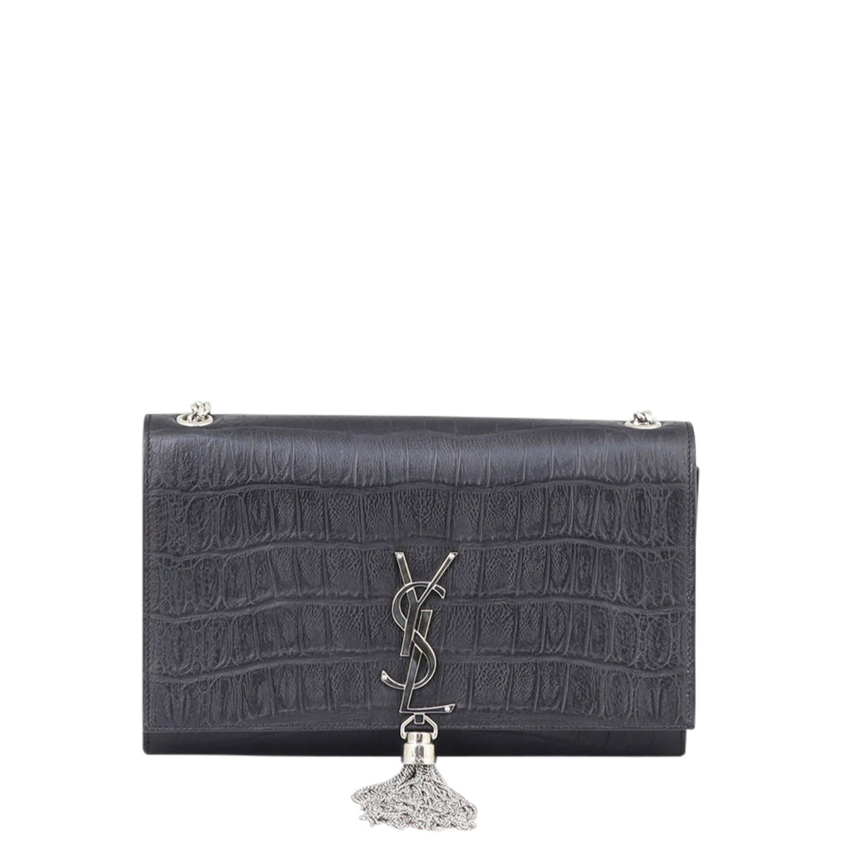 Saint Laurent Kate Tassel Chain Bag Medium Croc-Embossed