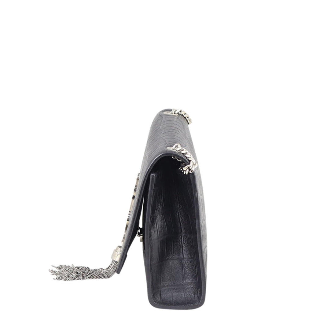Saint Laurent Kate Tassel Chain Bag Medium Croc-Embossed