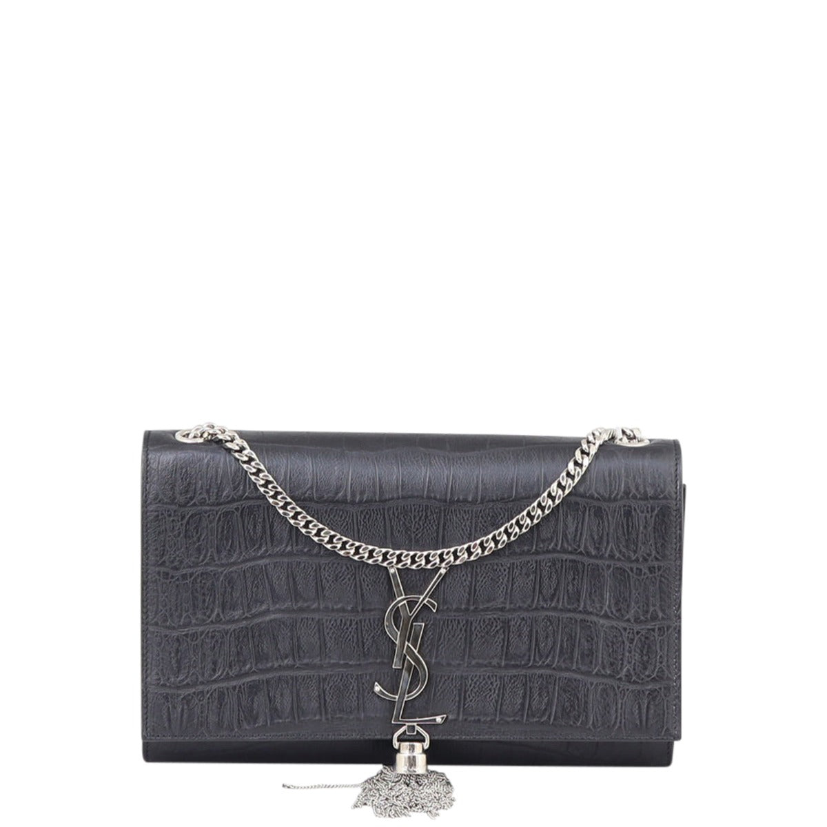 Saint Laurent Kate Tassel Chain Bag Medium Croc-Embossed