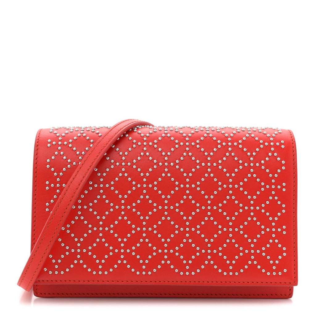 Calfskin Arabesque Studded Franca Crossbody Piment