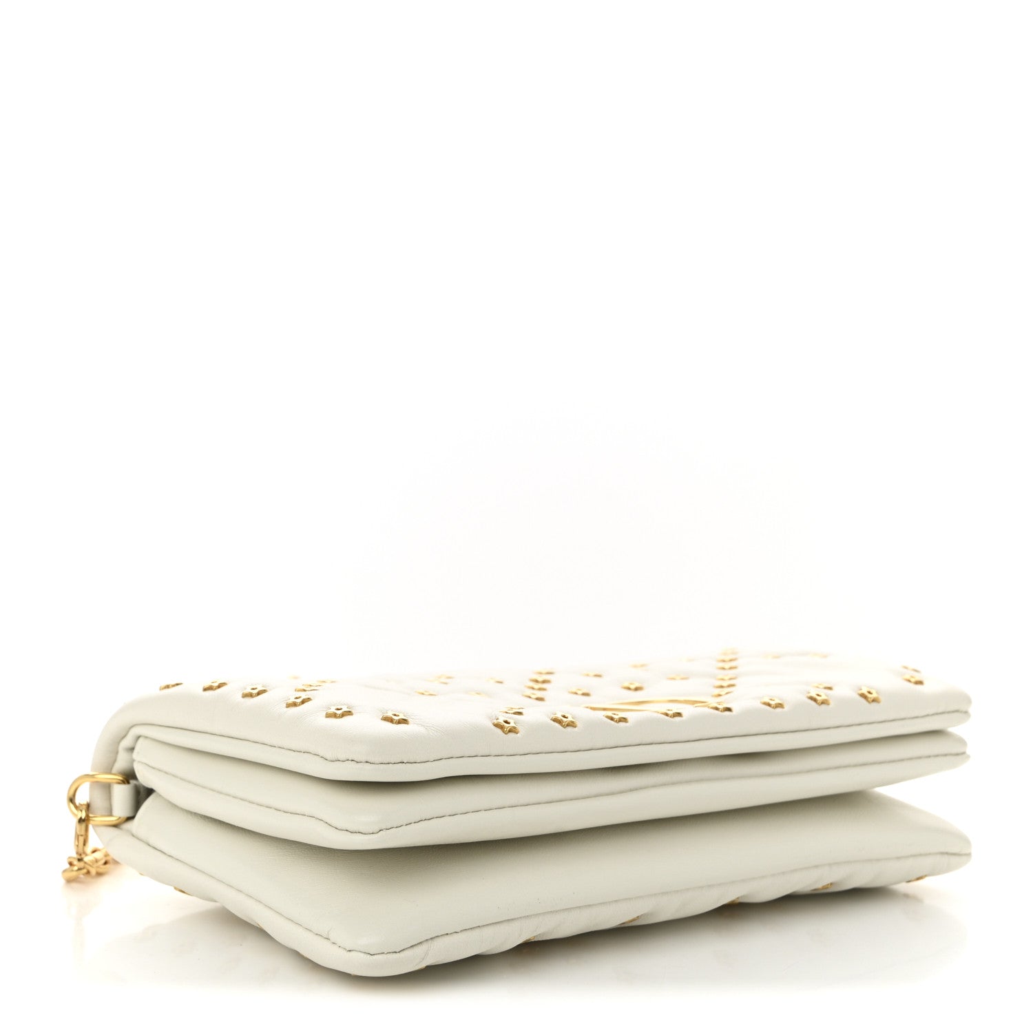 Lambskin Macrocannage Lucky Star Studded Caro Pouch Latte