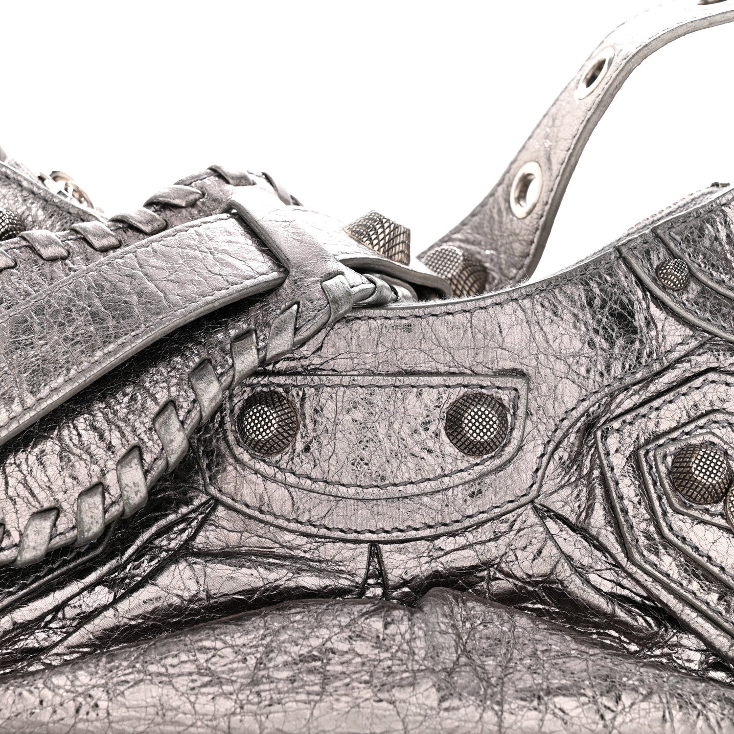Metallic Agneau Arena Le Cagole Shoulder Bag XS Silver