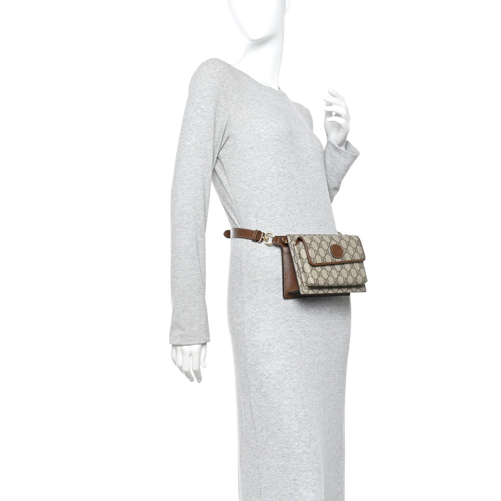 GG Supreme Monogram Canvas Interlocking G Belt Bag Beige Ebony