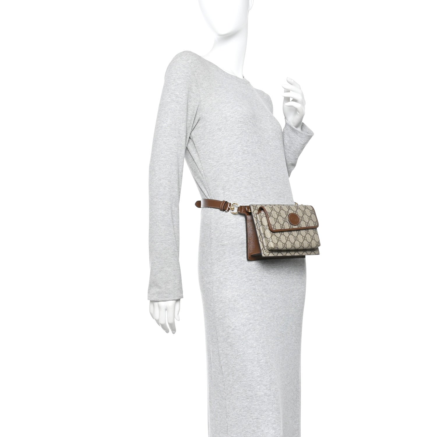 GG Supreme Monogram Canvas Interlocking G Belt Bag Beige Ebony