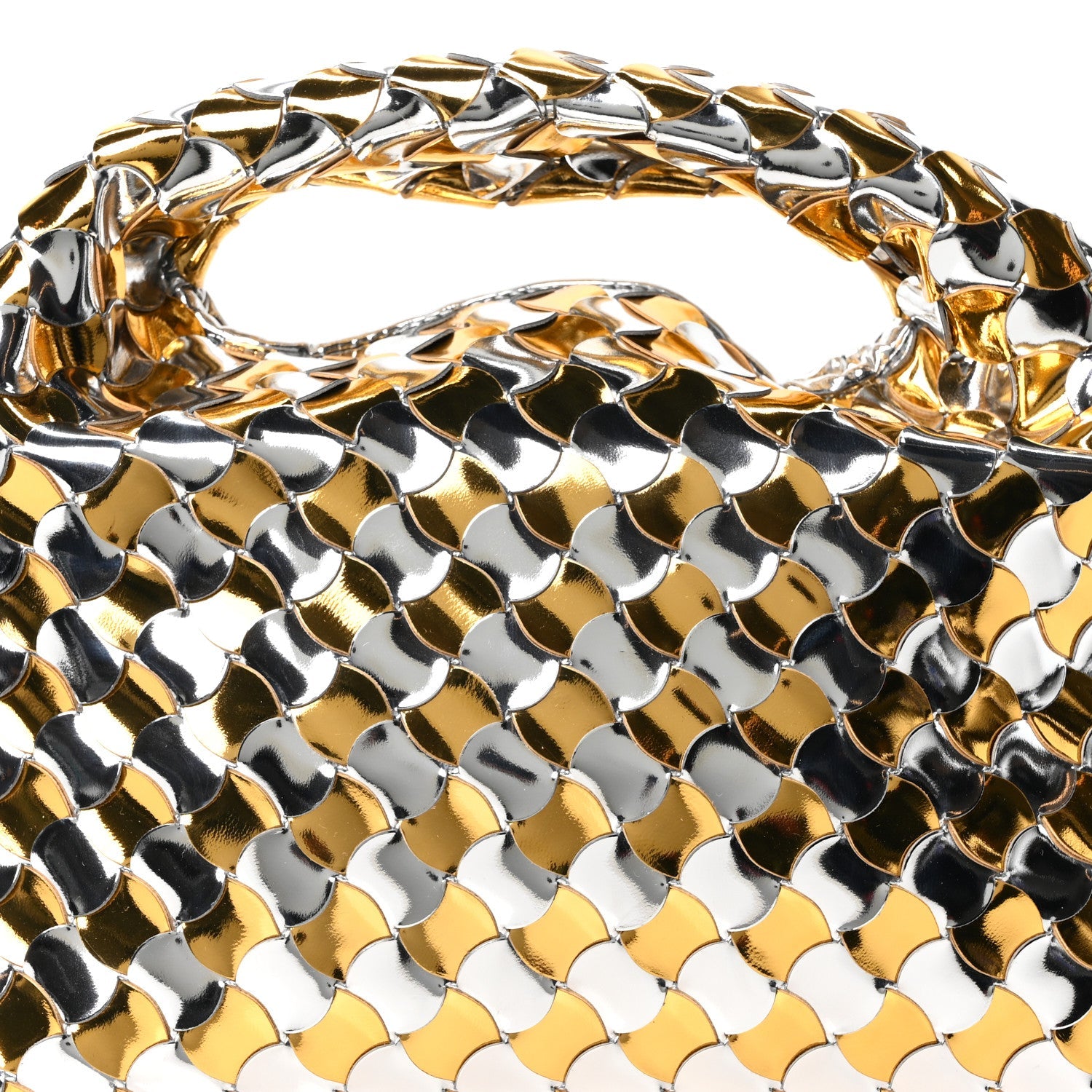 Metallic Lambskin Intrecciato Mini Hop Silver Gold