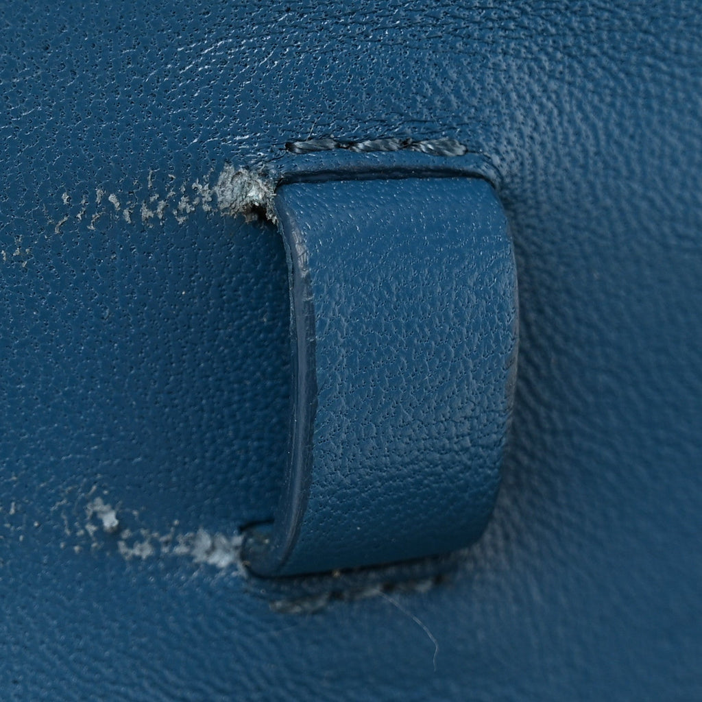 Goatskin Calfskin Medium Classic Box Flap Bag Deepsea