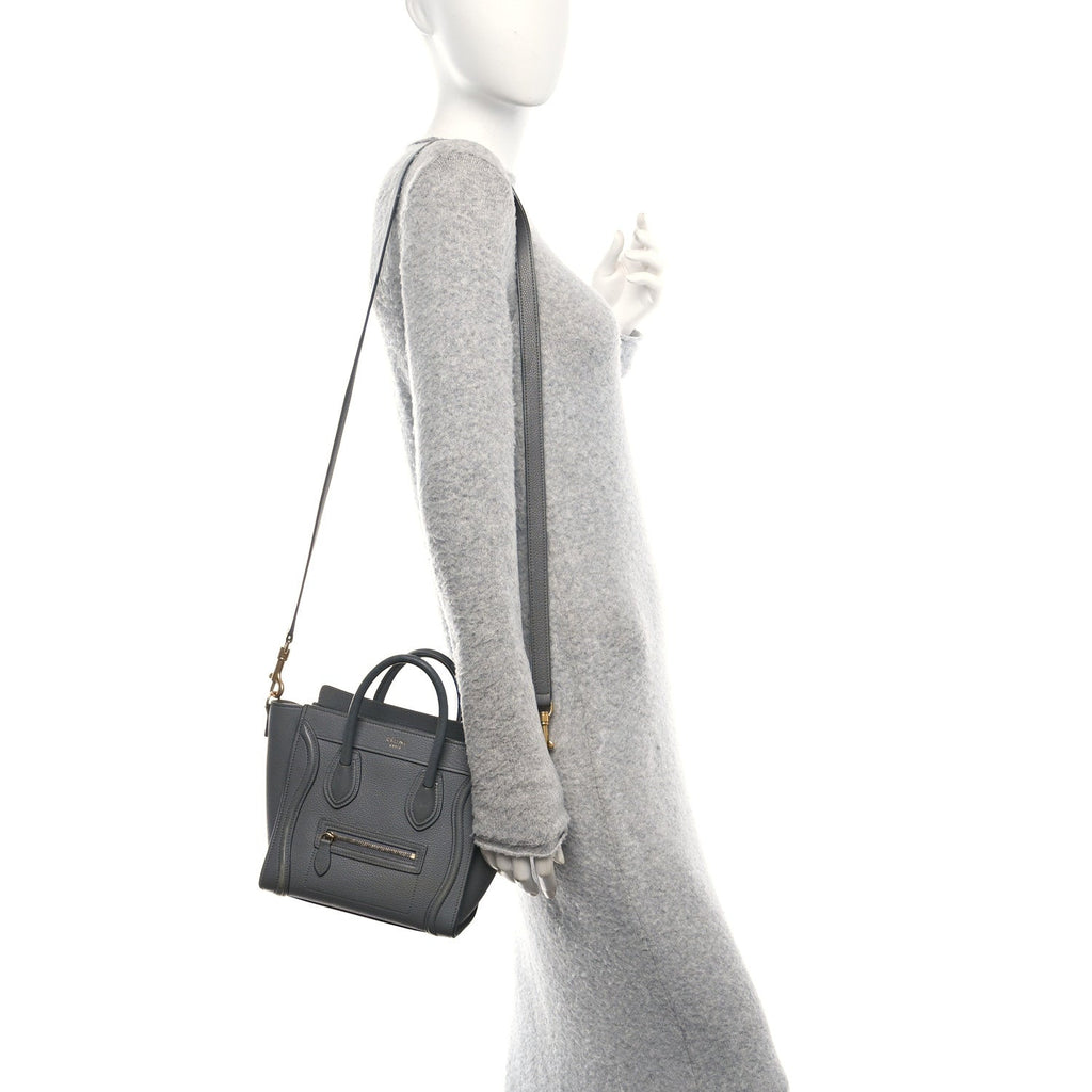 Drummed Calfskin Nano Luggage Kohl