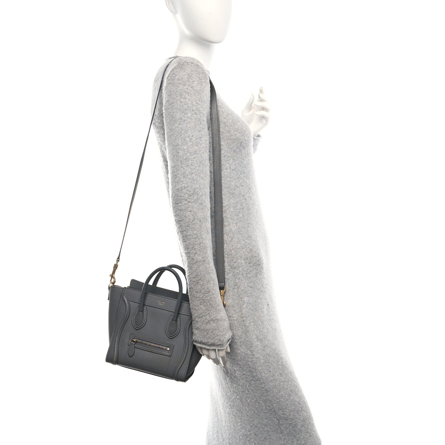 Drummed Calfskin Nano Luggage Kohl