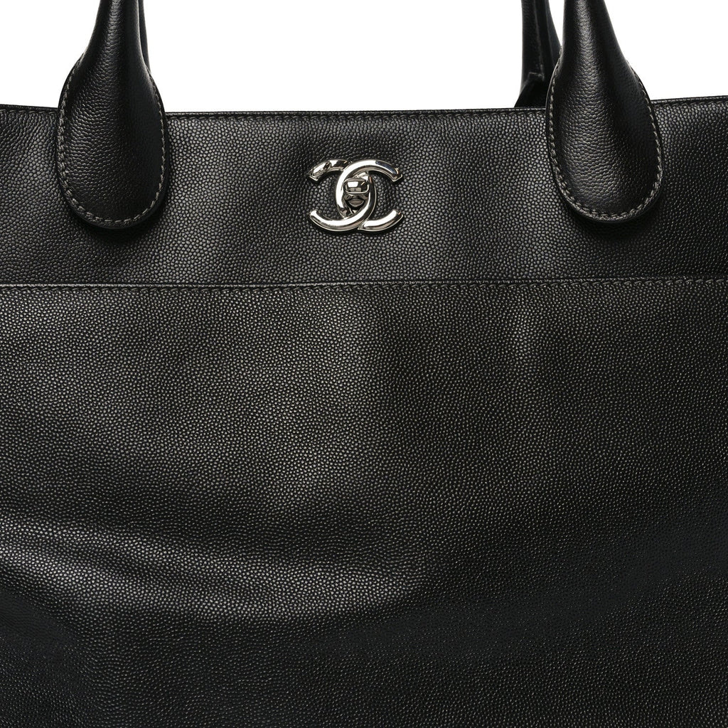 Caviar Medium Cerf Executive Shopper Tote Black