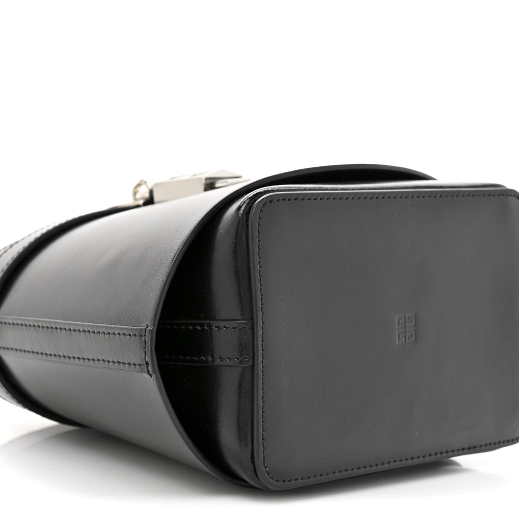 Box Calfskin Shark Lock Bucket Bag Black