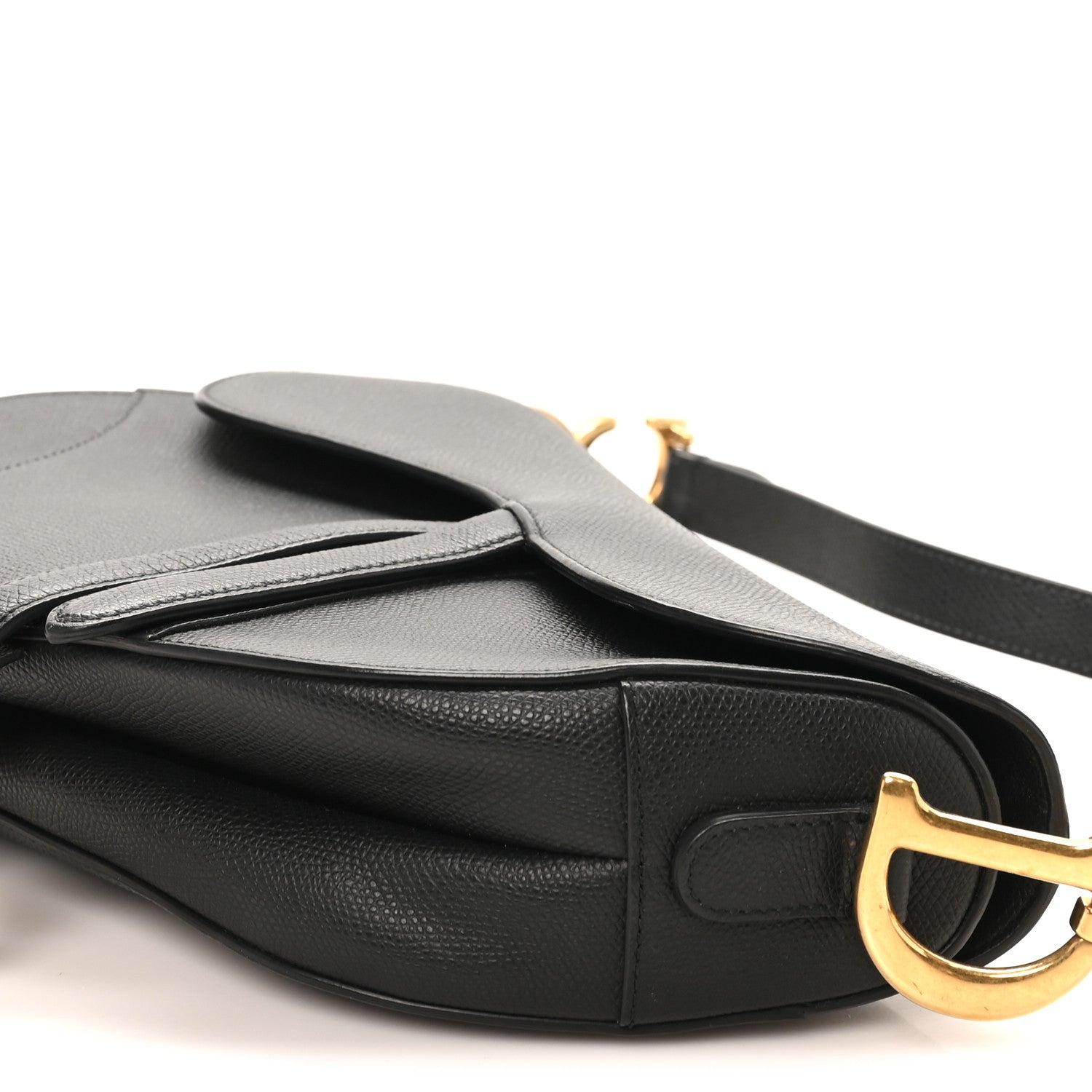 Grained Calfskin Saddle Bag Black