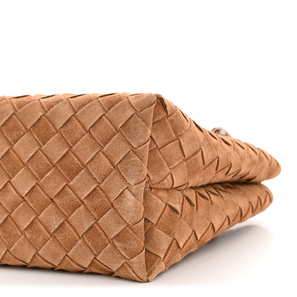 Suede Intrecciato Small Andiamo Shoulder Bag Amber