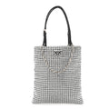 Satin Crystal Metal Triangle Logo Chain Crossbody Handbag Cristal