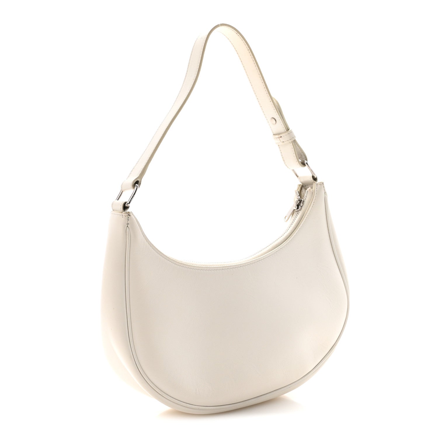 Smooth Calfskin Ava Logo Shoulder Bag White