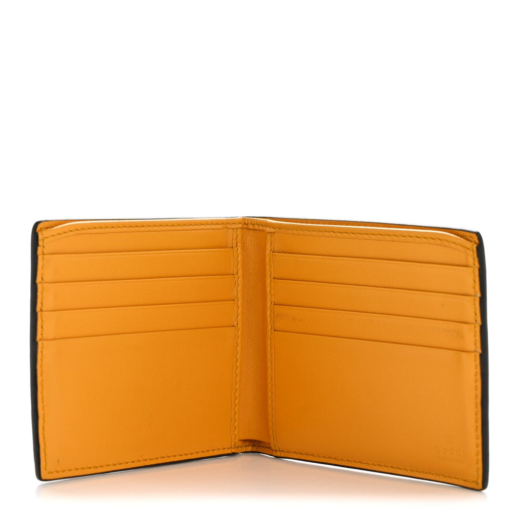 Calfskin GG Tennis Embossed Bi-Fold Wallet Yellow Tangerine