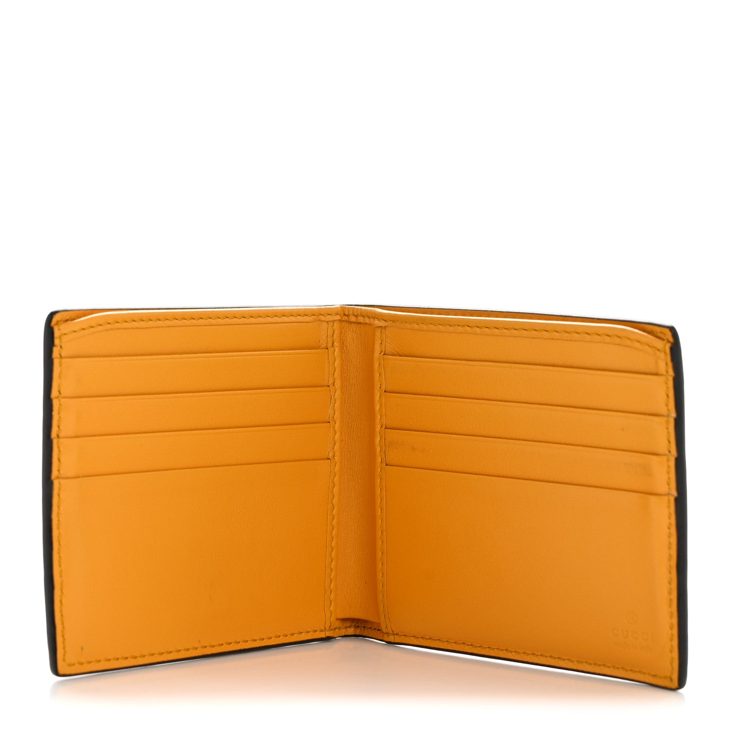 Calfskin GG Tennis Embossed Bi-Fold Wallet Yellow Tangerine