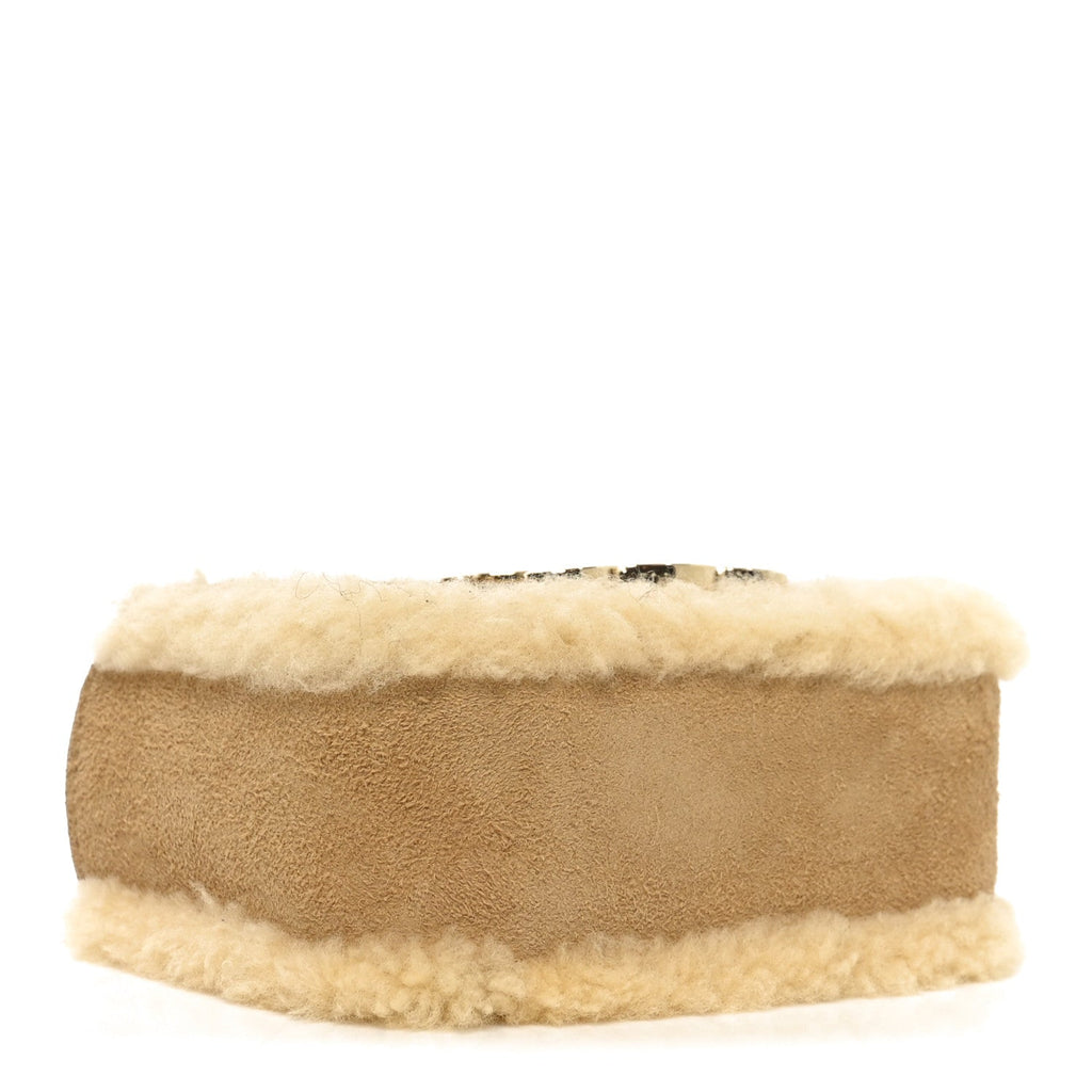 Suede Shearling Triomphe Mini Chain Claude Natural