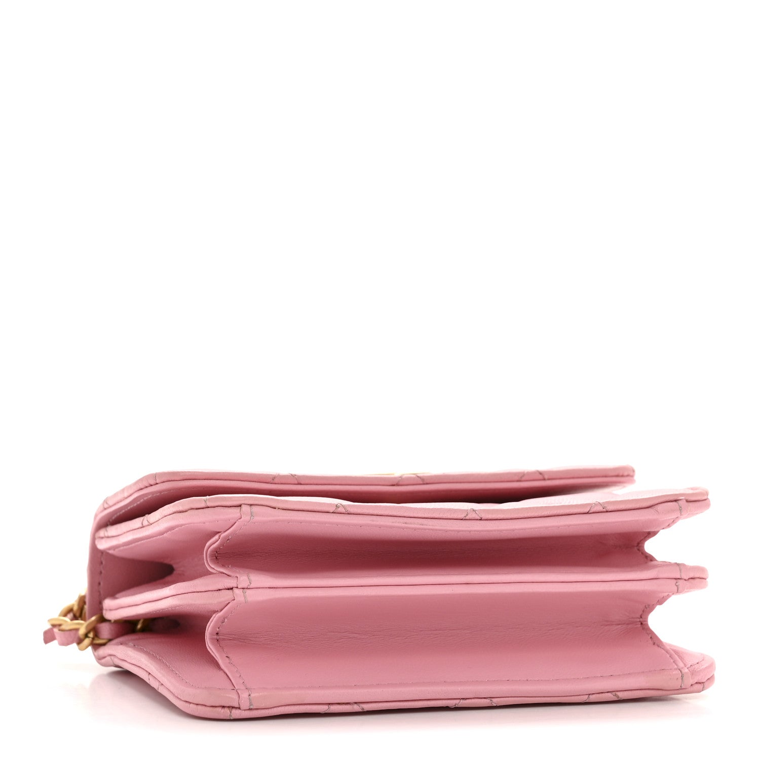 Lambskin Quilted Pick Me Up Mini Wallet On Chain Light Pink