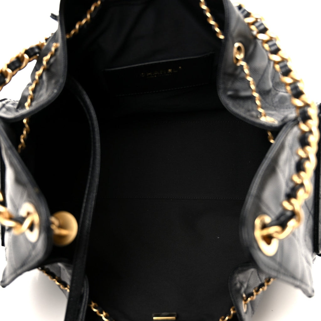 Caviar Quilted Medium Chanel 25 Handbag Black