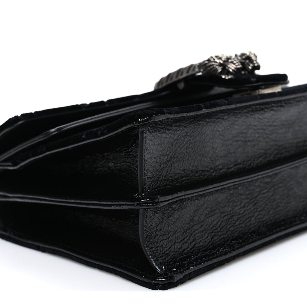Velvet GG Monogram Small Dionysus Shoulder Bag Black