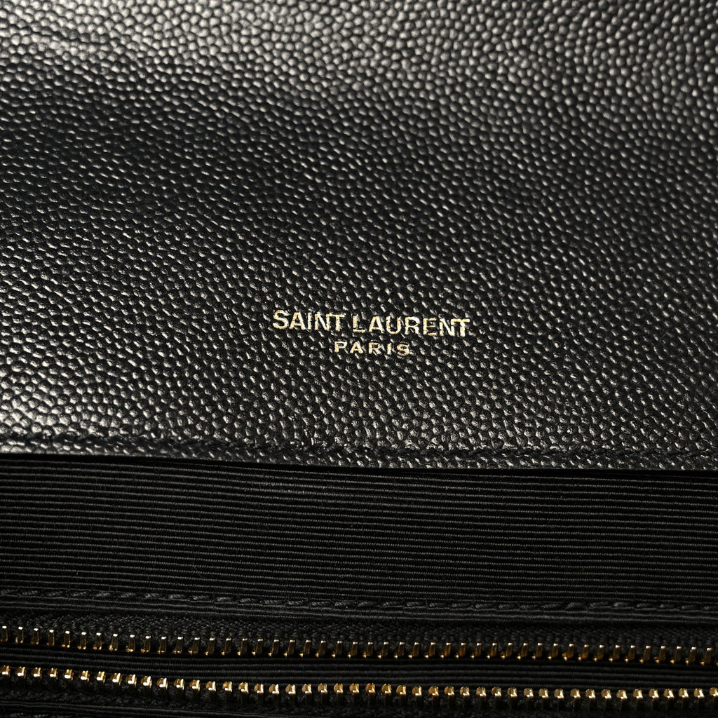 Grain De Poudre Textured Mixed Matelasse Large Triquilt Monogram Satchel Black