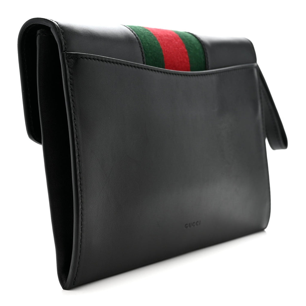 Calfskin Small Sylvie Wristlet Clutch Black
