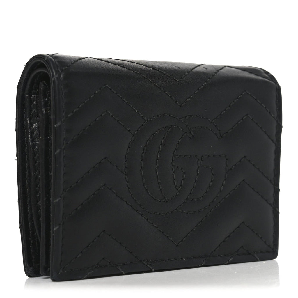 Calfskin Matelasse GG Marmont  Case Wallet Black