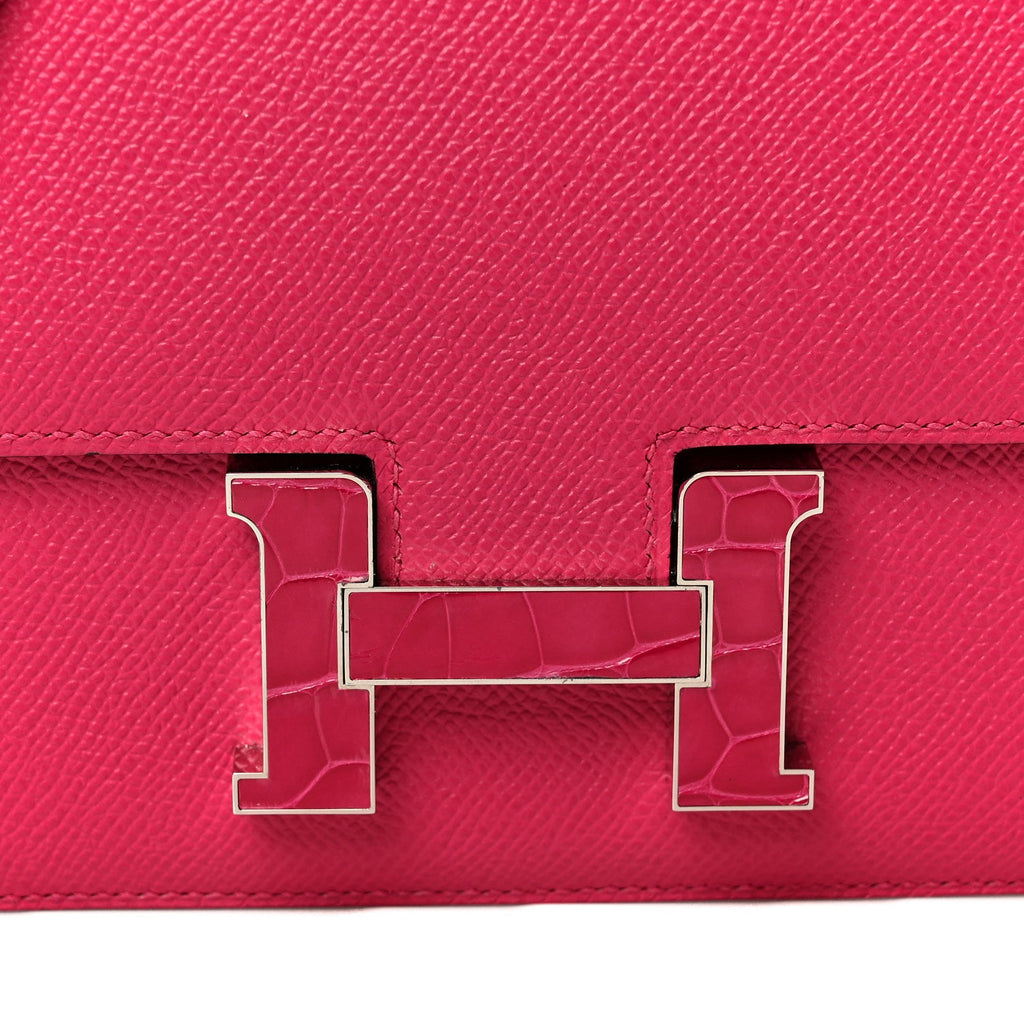 Epsom Shiny Alligator Constance 18 Rose Mexico