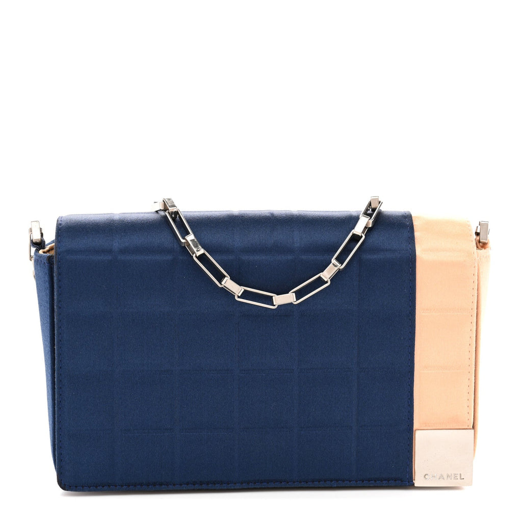 Satin Chocolate Bar Flap Blue Light Pink