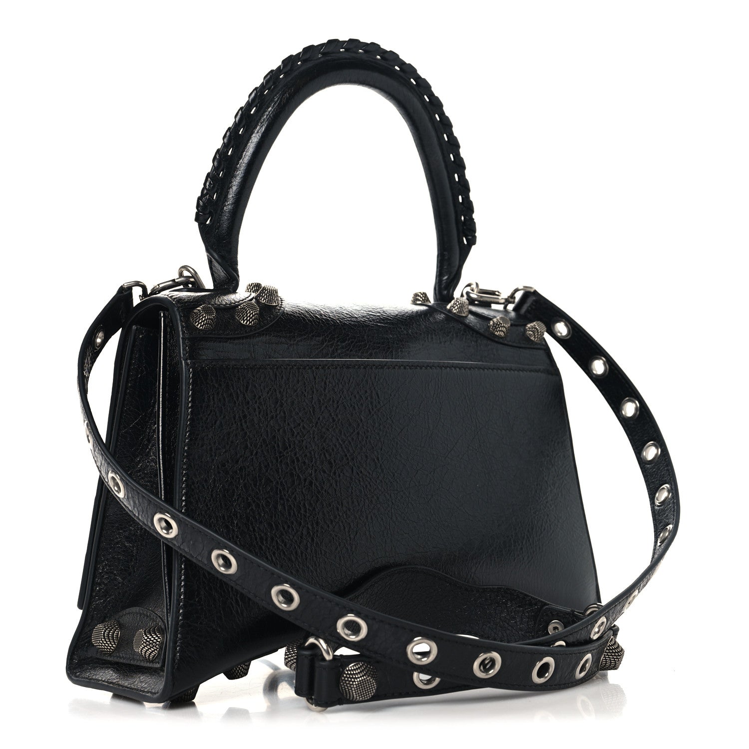 Arena Lambskin Medium Hourglass X Le Cagole Top Handle Bag Black