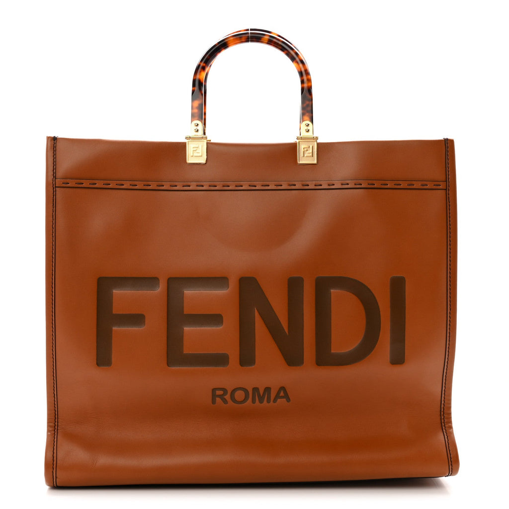 Vitello King Plexiglass Medium Fendi Sunshine Shopper Tote Cuoio